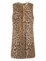 Immaculate Vegan - Issy London Lila Sleeveless Coat Vegan Luxe Leopard Faux Fur Neutral