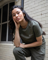 Immaculate Vegan - hewn. Womens Classic-fit Organic Cotton T-shirt in Pine Green Khaki