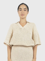 Immaculate Vegan - 1 People Sedona Crochet Polo Top-Natural XS