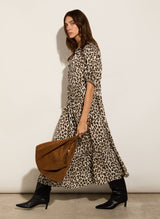 Immaculate Vegan - Baukjen Lavinia LENZING™ ECOVERO™ Printed Midi Dress | Taupe Leopard