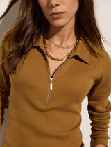 Immaculate Vegan - Baukjen Organic Cotton Zip Collar Top | Camel