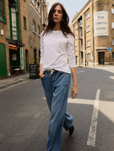 Immaculate Vegan - Baukjen Petite Leonor TENCEL™ Tie Front Wide Leg Jeans | Mid Wash Indigo