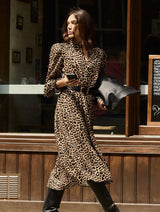 Immaculate Vegan - Baukjen Daryn Printed Midi Dress | Cognac Leopard