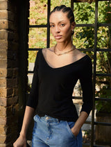 Immaculate Vegan - Baukjen Luzia LENZING ECOVERO™ Deep V-Neck Top | Caviar Black