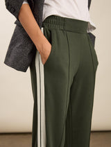 Immaculate Vegan - Baukjen Tippi 2.0 LENZING™ ECOVERO™ Side Stripe Trousers | Khaki & Cream