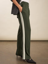Immaculate Vegan - Baukjen Petite Tippi 2.0 LENZING™ ECOVERO™ Side Stripe Trousers | Khaki & Cream