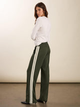 Immaculate Vegan - Baukjen Petite Tippi 2.0 LENZING™ ECOVERO™ Side Stripe Trousers | Khaki & Cream