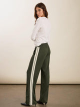 Immaculate Vegan - Baukjen Tippi 2.0 LENZING™ ECOVERO™ Side Stripe Trousers | Khaki & Cream