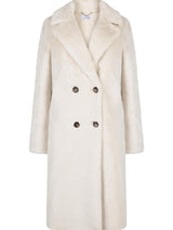 Immaculate Vegan - Issy London Rosie Statement Coat Vegan Faux Suede & Shearling Neutral Cream