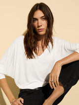 Immaculate Vegan - Baukjen Ella LENZING™ ECOVERO™ Relaxed V-Neck Top | Pure White