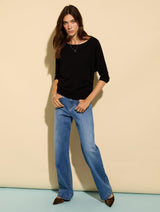 Immaculate Vegan - Baukjen Spenser LENZING™ ECOVERO™ Relaxed Boat Neck Top | Caviar Black