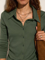 Immaculate Vegan - Baukjen Susan Organic Cotton Button Down Top | Light Khaki