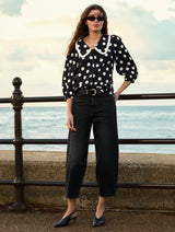Immaculate Vegan - Baukjen Sosha LENZING™ ECOVERO™ Printed Collar Detail Blouse | Black Polka Dot