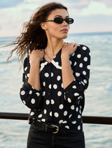 Immaculate Vegan - Baukjen Sosha LENZING™ ECOVERO™ Printed Collar Detail Blouse | Black Polka Dot