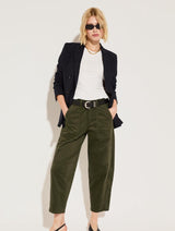 Immaculate Vegan - Baukjen Amelia Organic Cotton Barrel Leg Cargo Trousers | Dark Olive Dark Olive / UK6 / EU34 / US2