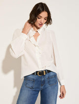 Immaculate Vegan - Baukjen Milla Organic Cotton Broderie Detail Blouse | Soft White