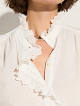 Immaculate Vegan - Baukjen Milla Organic Cotton Broderie Detail Blouse | Soft White