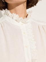 Immaculate Vegan - Baukjen Milla Organic Cotton Broderie Detail Blouse | Soft White