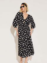 Immaculate Vegan - Baukjen Olesia LENZING™ ECOVERO™ Printed Midi Dress | Black Polka Dot