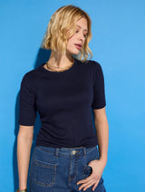 Immaculate Vegan - Baukjen Liljana Regenerative Cotton Slim Tee | Classic Navy