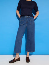 Immaculate Vegan - Baukjen Jena Organic Cotton Stretch Wide Crop Jeans | Washed Indigo