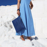 Immaculate Vegan - murmali Delta Handcrafted Cork Vegan Large Clutch Pouch | Navy