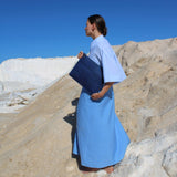 Immaculate Vegan - murmali Delta Handcrafted Cork Vegan Large Clutch Pouch | Navy