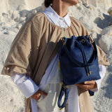 Immaculate Vegan - murmali Gamma Handcrafted Cork Vegan Bucket Backpack | Navy