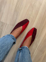 Immaculate Vegan - MOMOC Two-Tone Vegan Ballerinas | Red & Burgundy