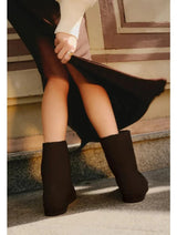 Immaculate Vegan - New Orchard Classic Unisex Vegan Faux Fur Medium Boots | Brown With Black Fur