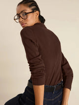 Immaculate Vegan - Baukjen Organic Cotton Zip Collar Top | Dark Chocolate