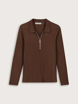 Immaculate Vegan - Baukjen Organic Cotton Zip Collar Top | Dark Chocolate