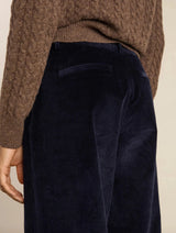 Immaculate Vegan - Baukjen Melis Organic Cotton Corduroy Wide Leg Trousers | Classic Navy