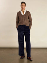 Immaculate Vegan - Baukjen Melis Organic Cotton Corduroy Wide Leg Trousers | Classic Navy