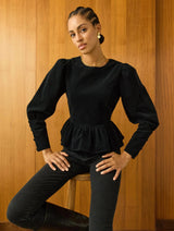 Immaculate Vegan - Baukjen Adela Peplum Top | Caviar Black