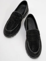 Immaculate Vegan - Prologue Shoes Babel Black Stone Embellished Suede Loafer (Women)