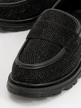 Immaculate Vegan - Prologue Shoes Babel Black Stone Embellished Suede Loafer (Women)