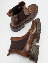 Immaculate Vegan - Prologue Shoes Vesper Cognac Brown Buckled Chelsea Boot (Women)