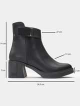 Immaculate Vegan - Prologue Shoes Rashe - Black Buckled Block Heel Boot (Women)