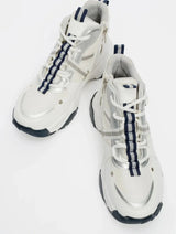 Immaculate Vegan - Prologue Shoes Seraphine - White Navy Zippered And Lace-Up Women's Sport Boot (Women)