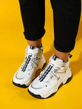 Immaculate Vegan - Prologue Shoes Seraphine - White Navy Zippered And Lace-Up Women's Sport Boot (Women)