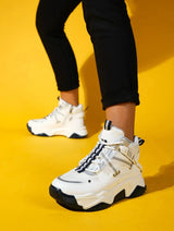 Immaculate Vegan - Prologue Shoes Seraphine - White Navy Zippered And Lace-Up Women's Sport Boot (Women)