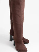 Immaculate Vegan - Prologue Shoes Josette - Brown Block Heel Knee-High Boot (Women)