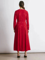 Immaculate Vegan - Albaray Red Jacquard Satin Midi Dress