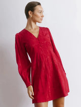 Immaculate Vegan - Albaray Red Jacquard Satin Short Dress