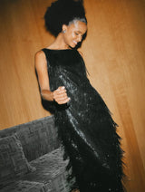 Immaculate Vegan - Albaray Sequin Fringe Column Dress