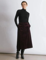 Immaculate Vegan - Albaray Burgundy Cord A Line Skirt