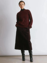 Immaculate Vegan - Albaray Burgundy Cord A Line Skirt