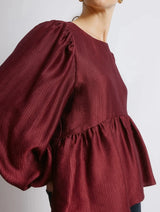 Immaculate Vegan - Albaray Burgundy Crinkle Satin Top