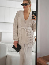 Immaculate Vegan - Mila.Vert Knitted long herringbone line cardigan